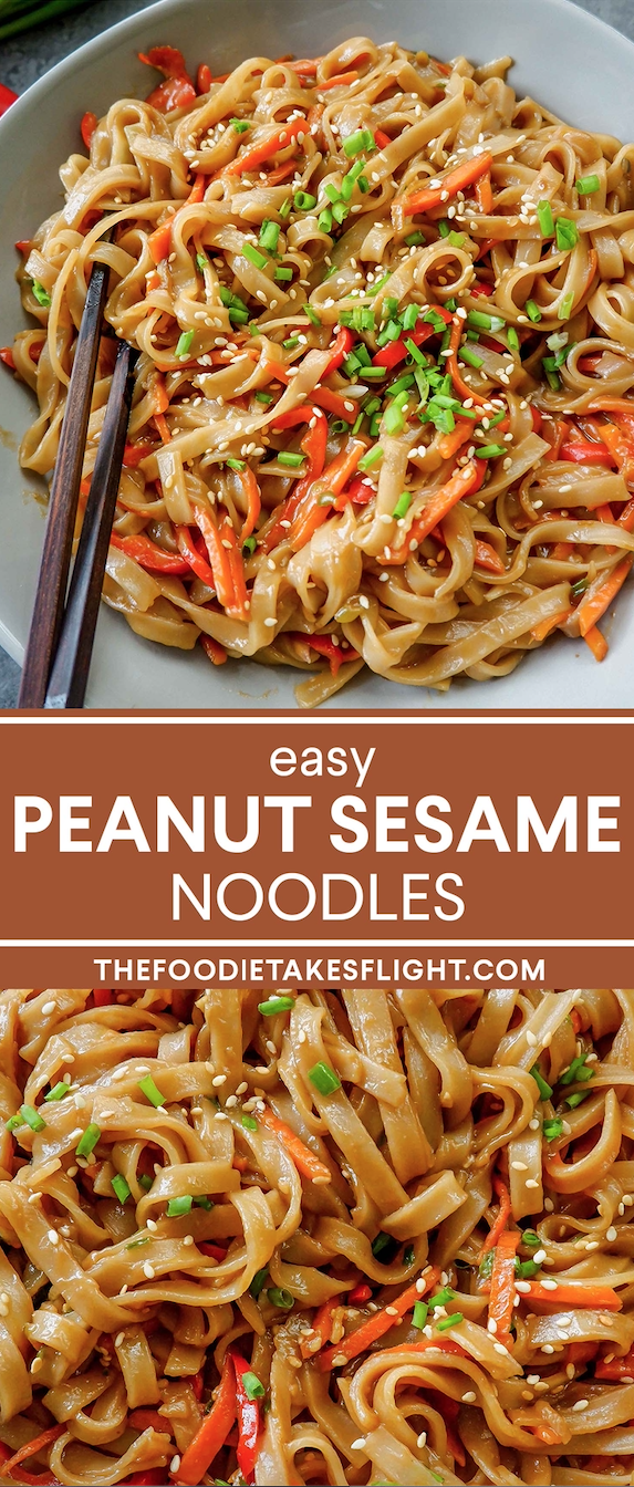 Stir-Fried Peanut Sesame Noodles - The Foodie Takes Flight