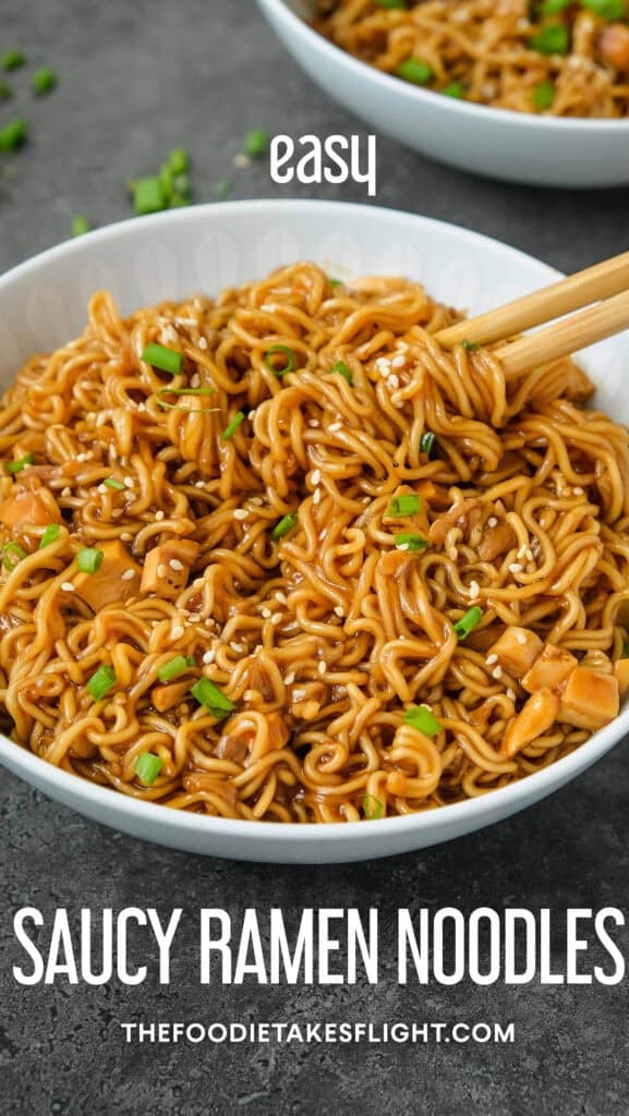 easy saucy ramen noodles pin