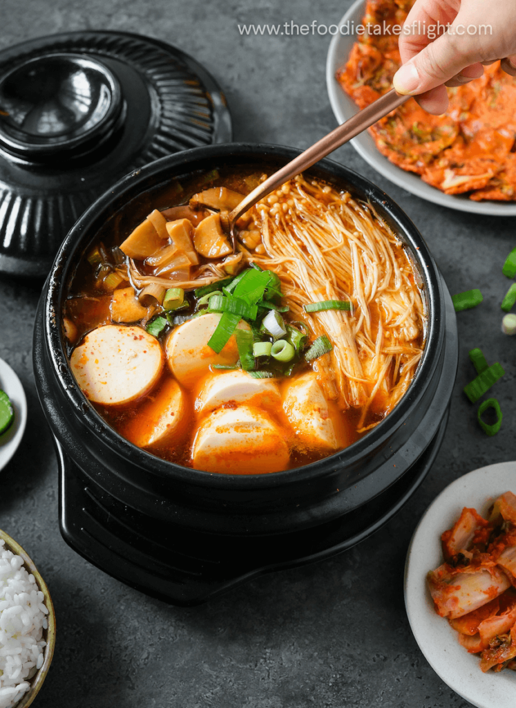 Sundubu Jjigae or Korean Soft Tofu Stew, 순두부 찌개 (Vegan Recipe)