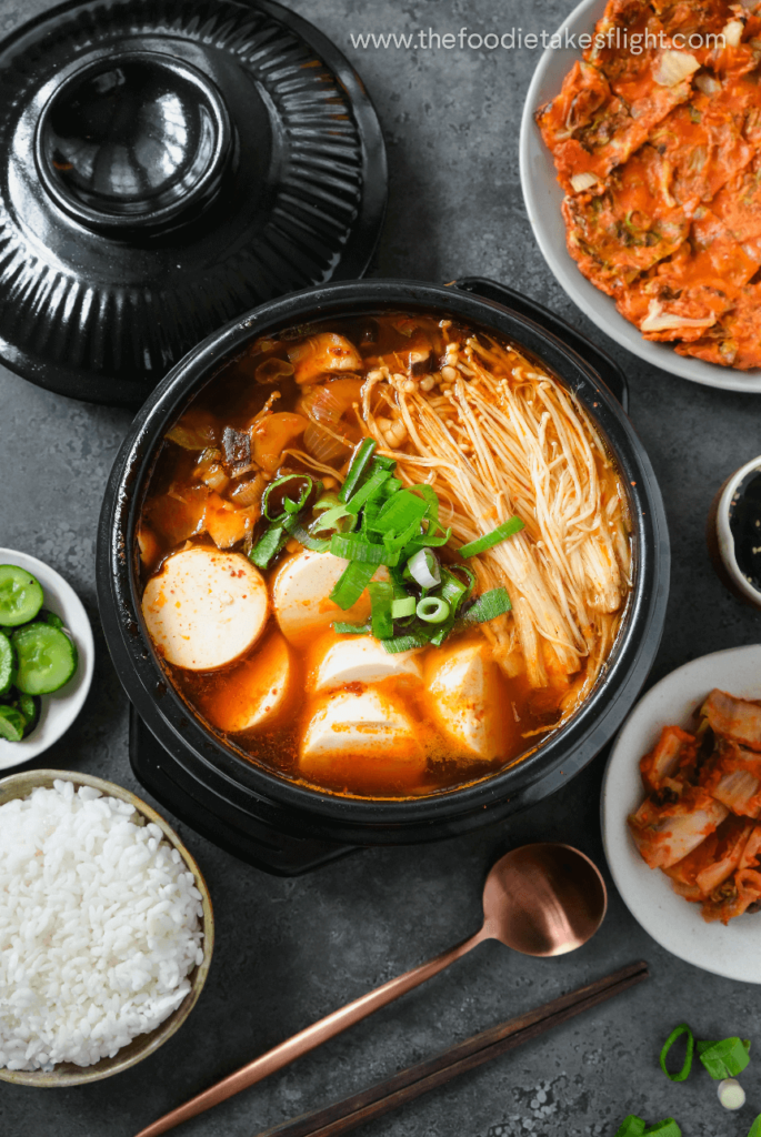 Sundubu Jjigae or Korean Soft Tofu Stew, 순두부 찌개 (Vegan Recipe