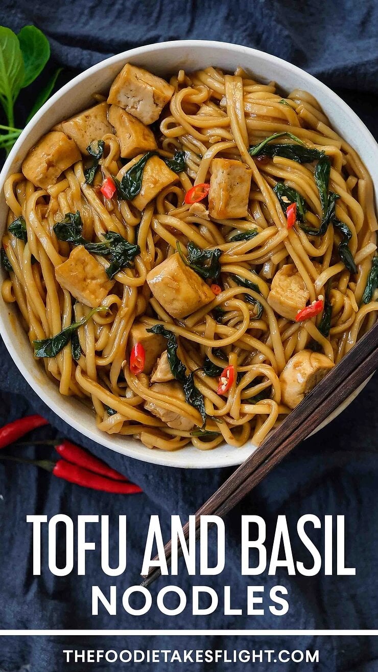 Stir Fried Tofu and Basil Noodles Vegan Recipe The Foodie