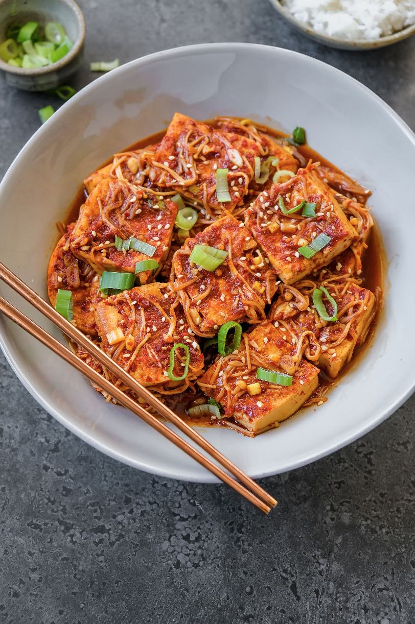 Korean Spicy Braised Tofu (Dubu Jorim)