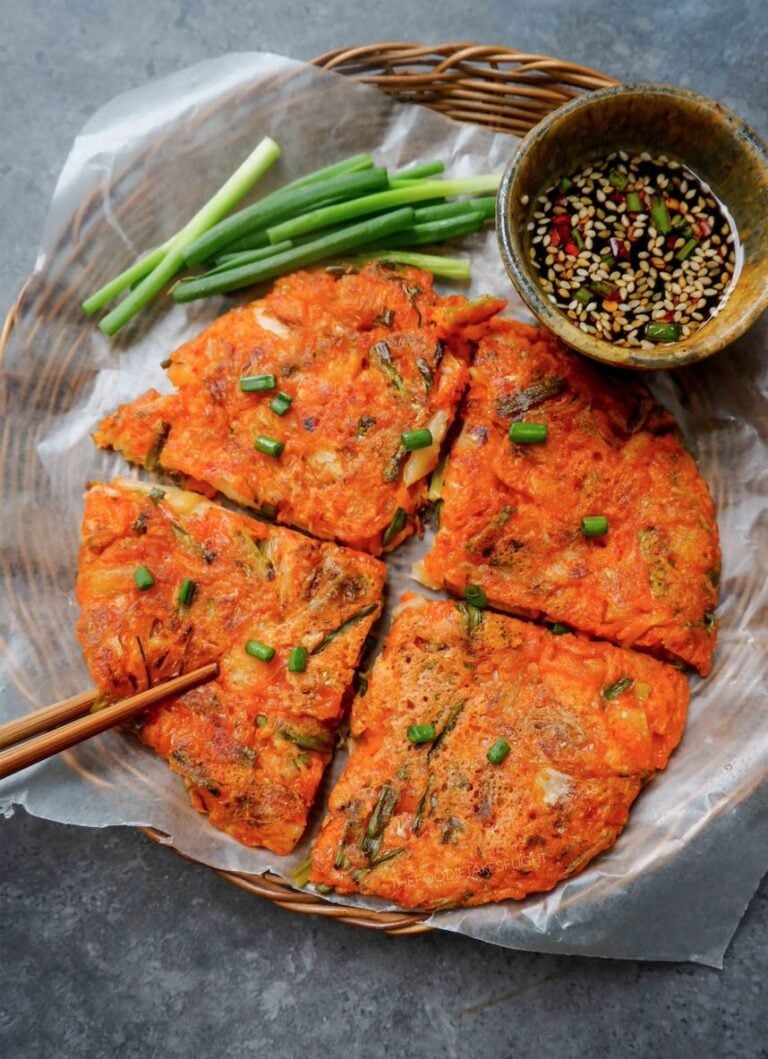 Korean Kimchi Pancakes 김치전 (Kimchi-Jeon) - The Foodie Takes Flight