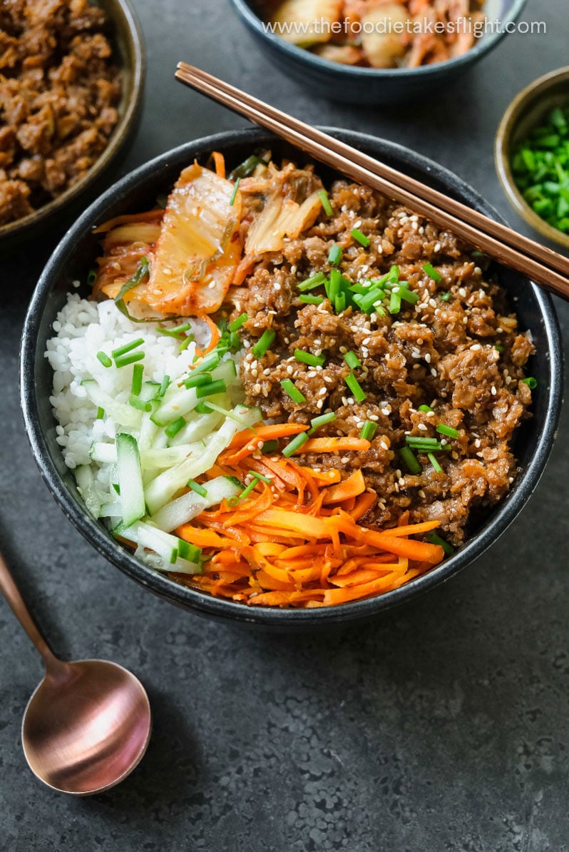 Korean Inspired Ground Beef Bulgogi Bowls The Foodie Takes Flight