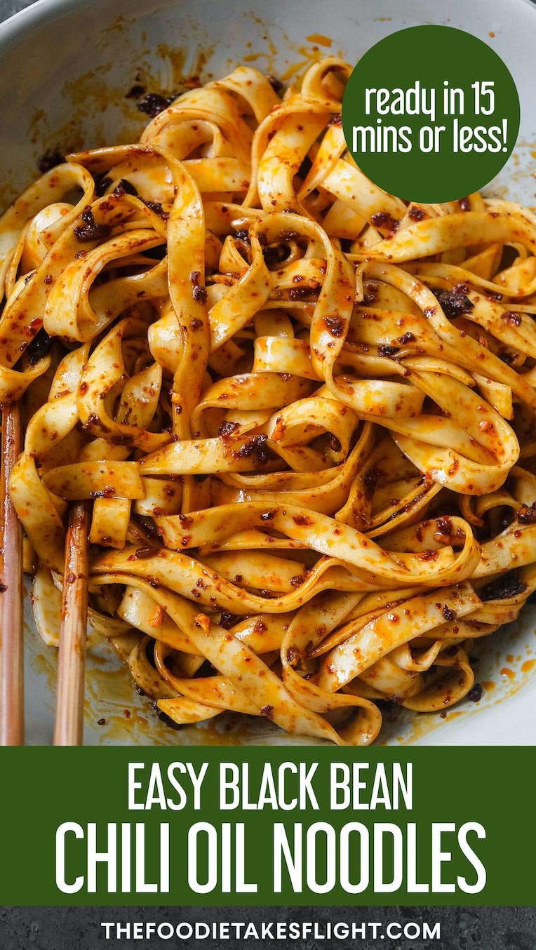 Easy 15Minute Black Bean Chili Oil Noodles The Foodie Takes Flight
