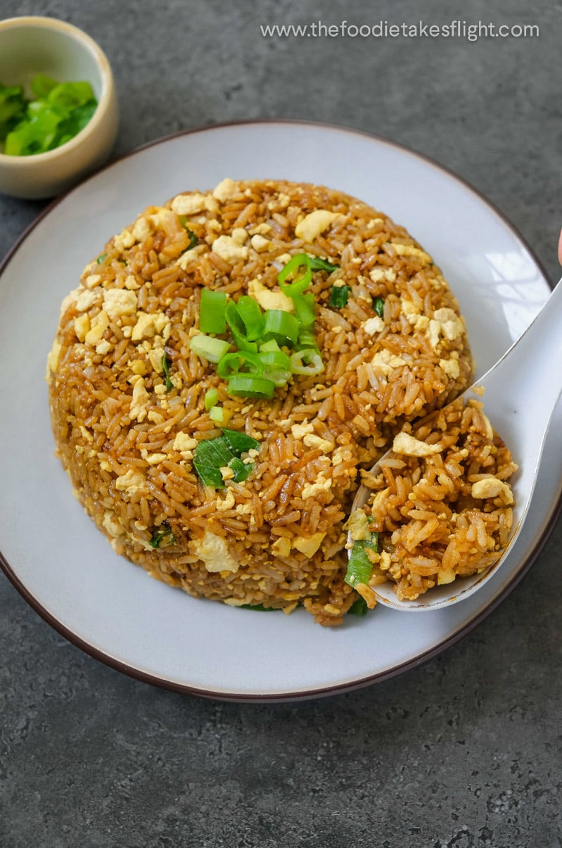 Easy Soy Sauce “Egg” Fried Rice The Foodie Takes Flight