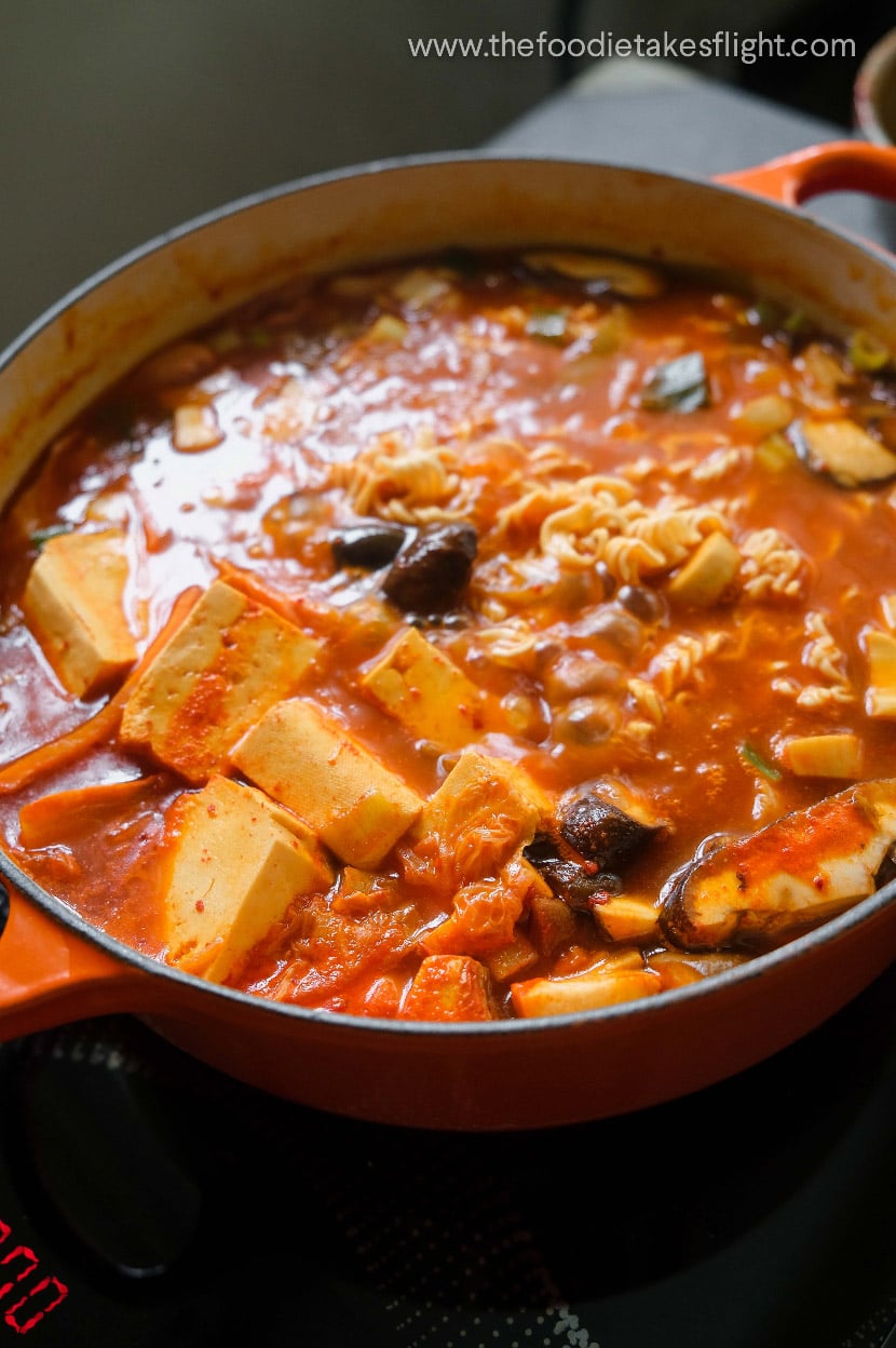 Vegan Budae Jjigae 부대찌개 (Korean Army Base Stew) The Foodie Takes Flight