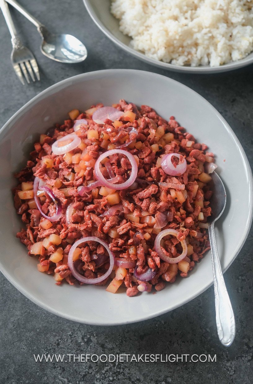 Vegan Corned “Beef” Hash, FilipinoStyle The Foodie Takes Flight