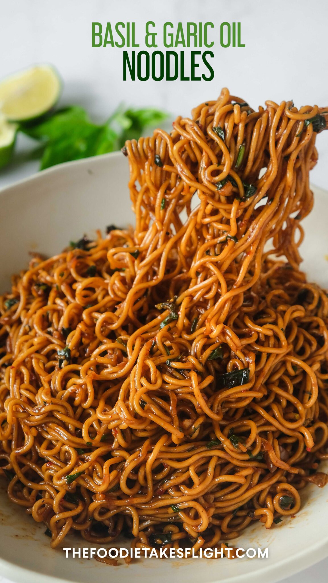 Basil and Garlic Oil Noodles The Foodie Takes Flight