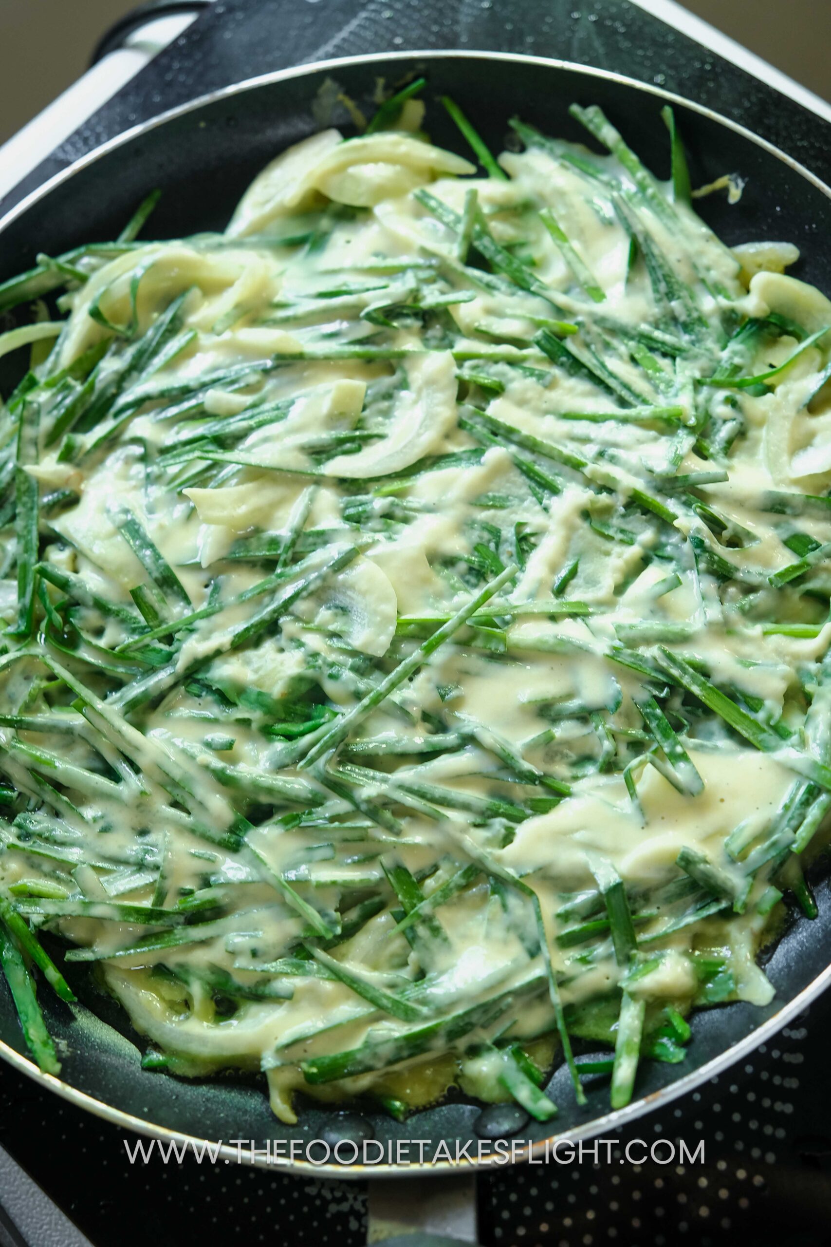 Korean Chive Pancakes (Buchujeon 부추전) The Foodie Takes Flight