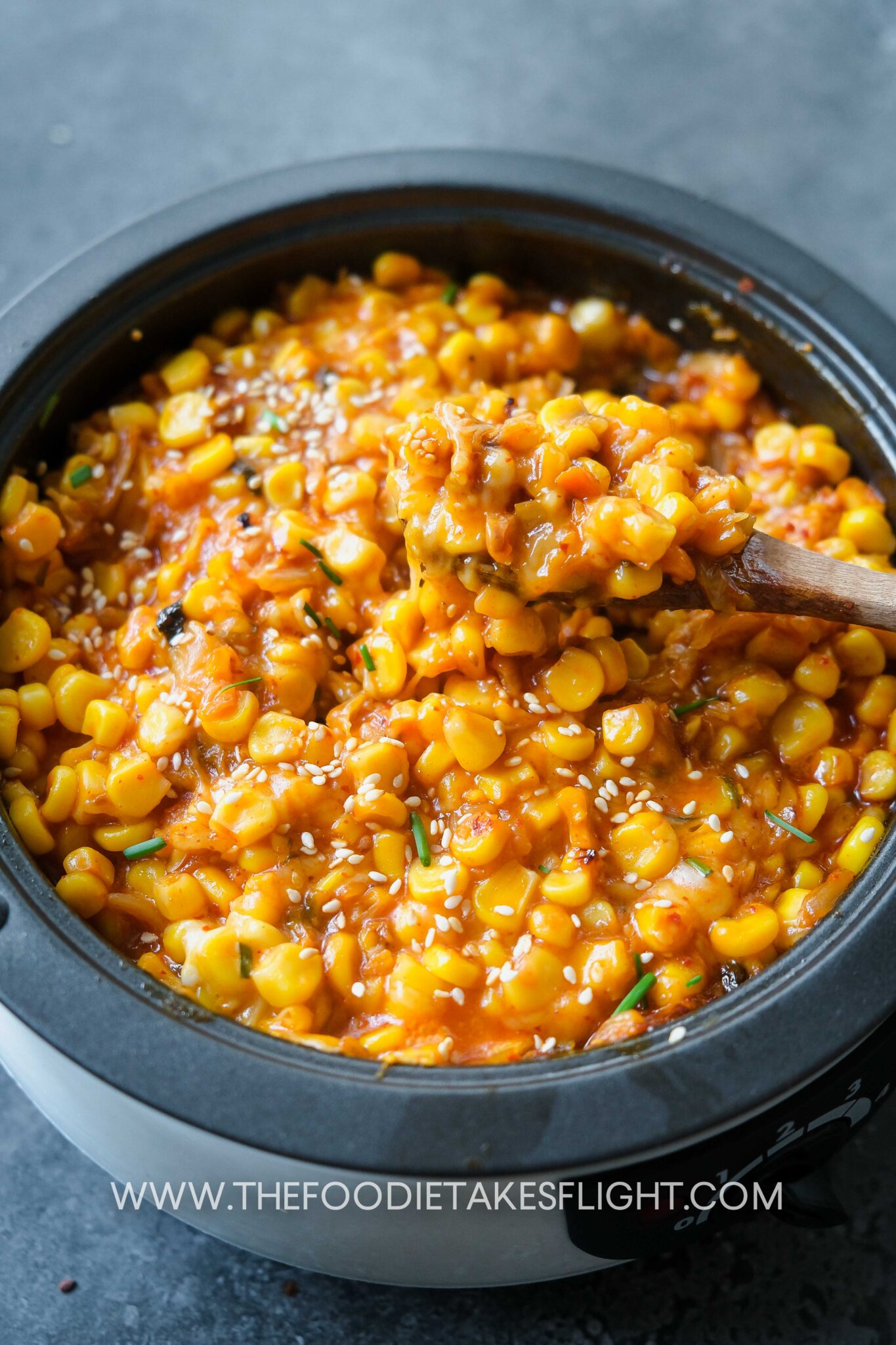 Kimchi Corn Cheese (Inspired by Korean Corn Cheese!) The Foodie Takes Flight