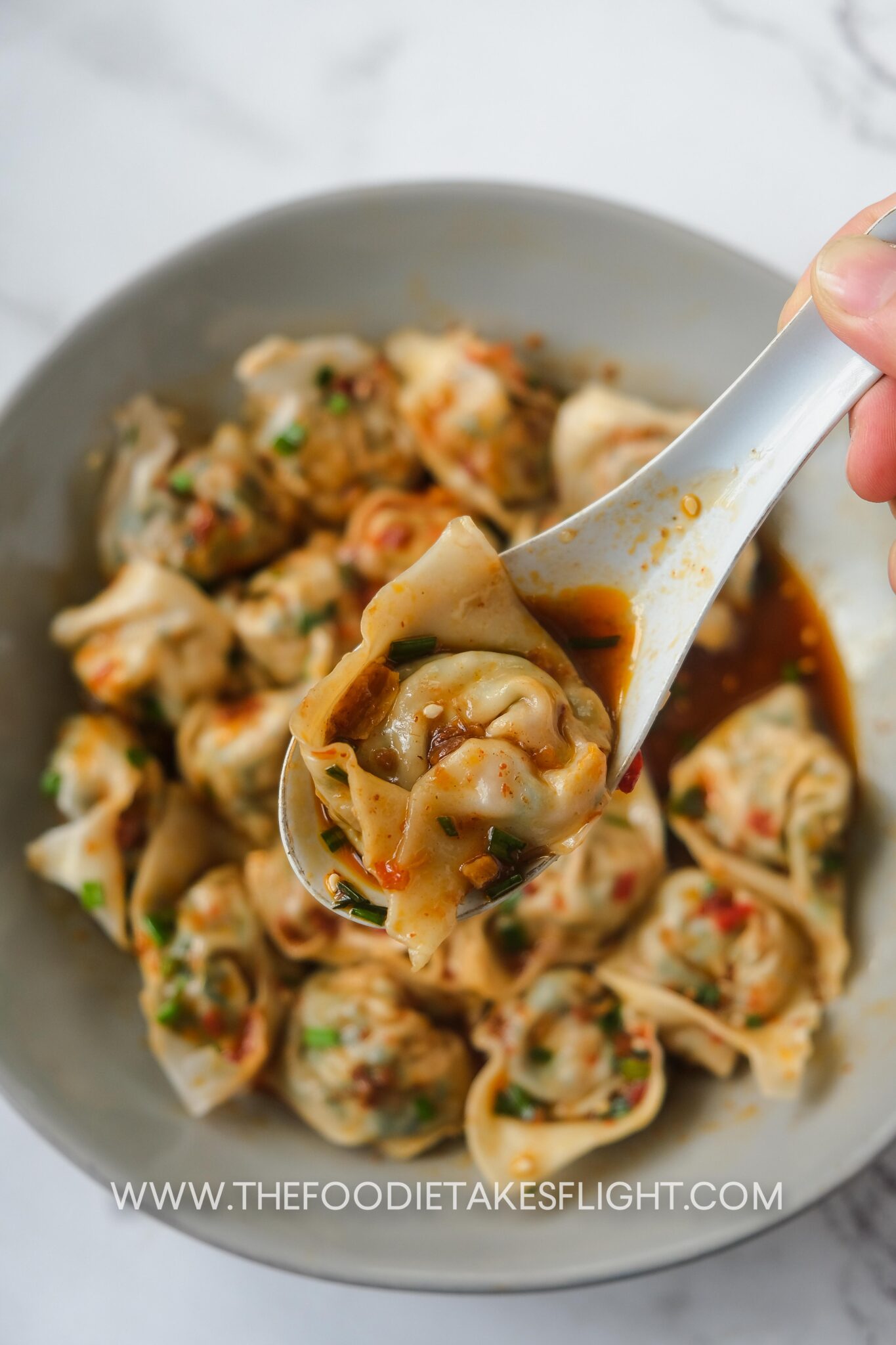 Tofu and Chive Wontons in Chili Broth The Foodie Takes Flight