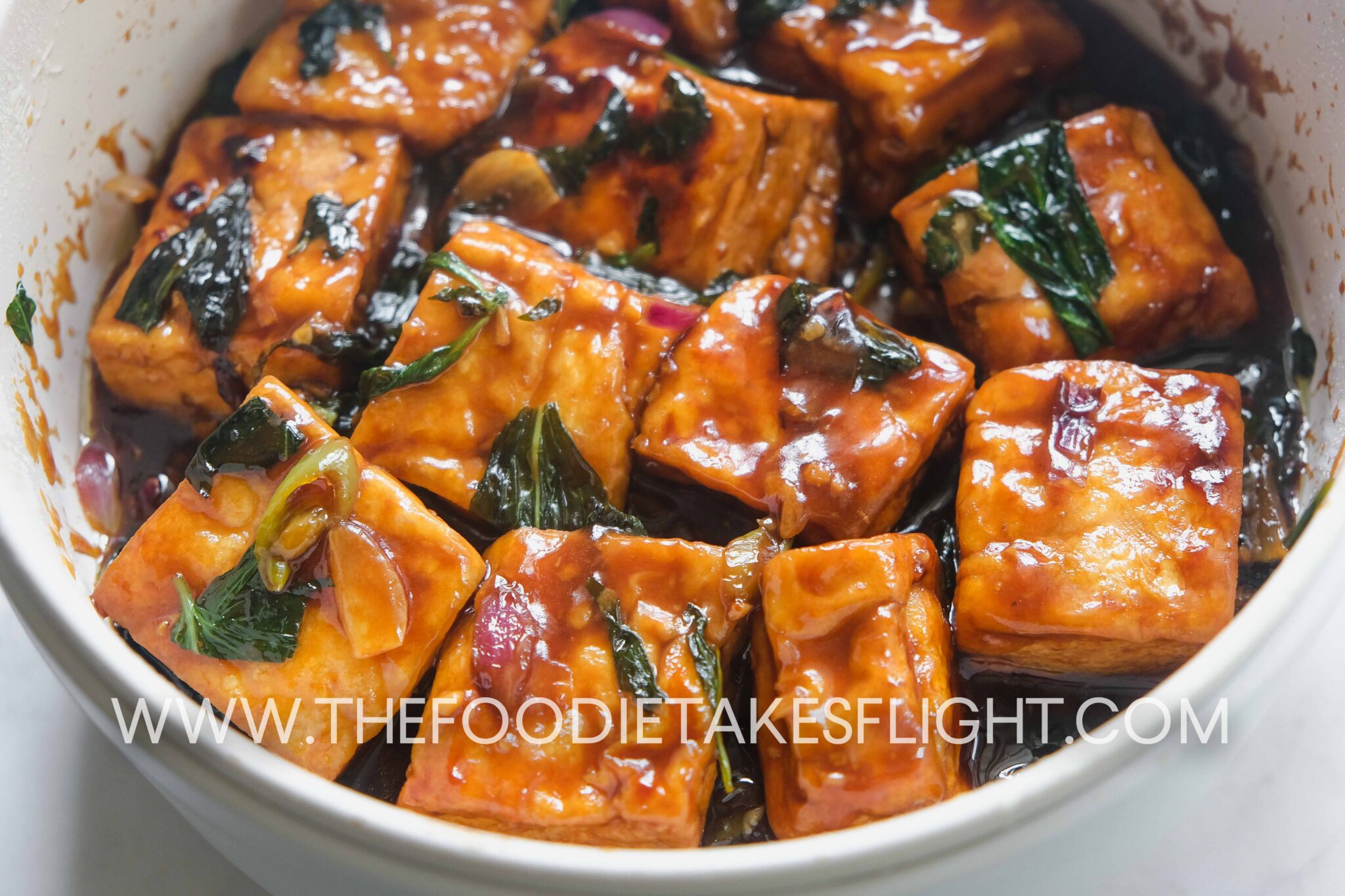 Braised Tofu With Basil The Foodie Takes Flight