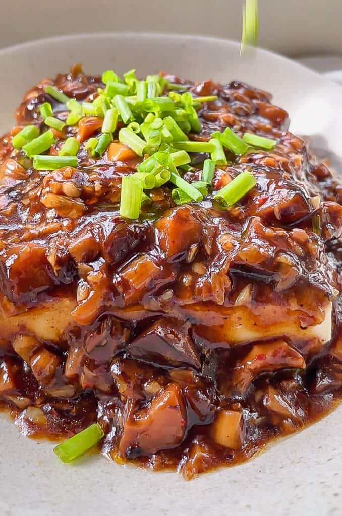 Silken Tofu with Black Bean Mushroom Sauce The Foodie Takes Flight