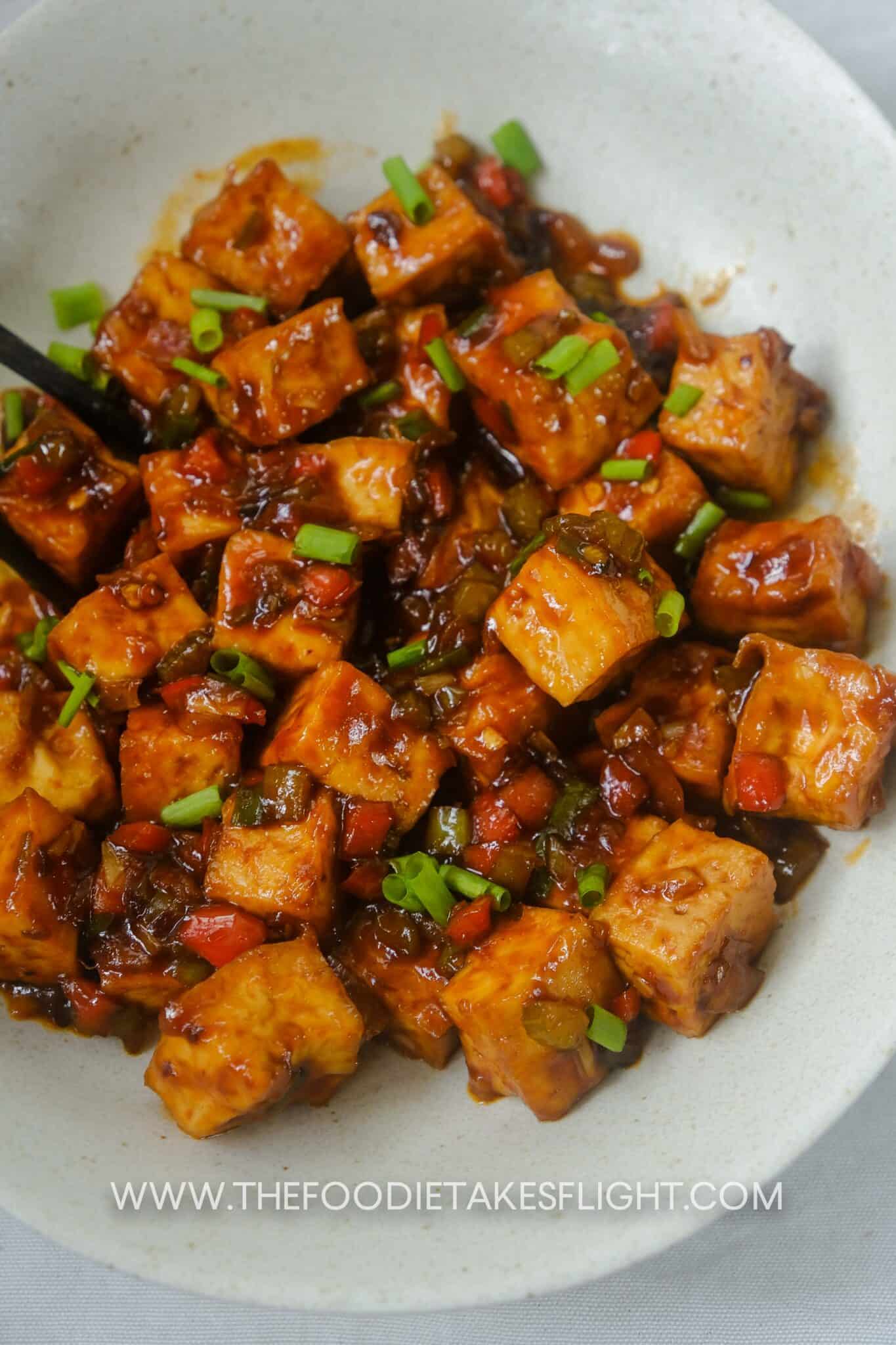 IndoChinese Style Chili Tofu The Foodie Takes Flight
