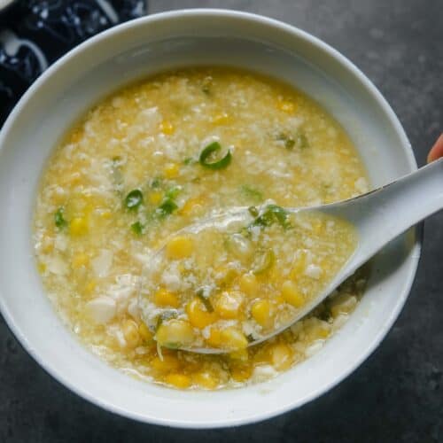 Chinese style corn soup with silken tofu