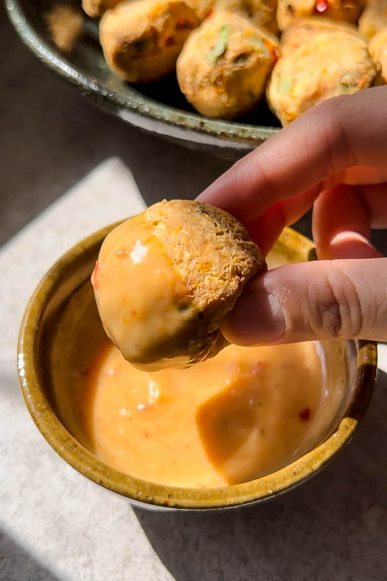 Soy Garlic Tofu Balls The Foodie Takes Flight