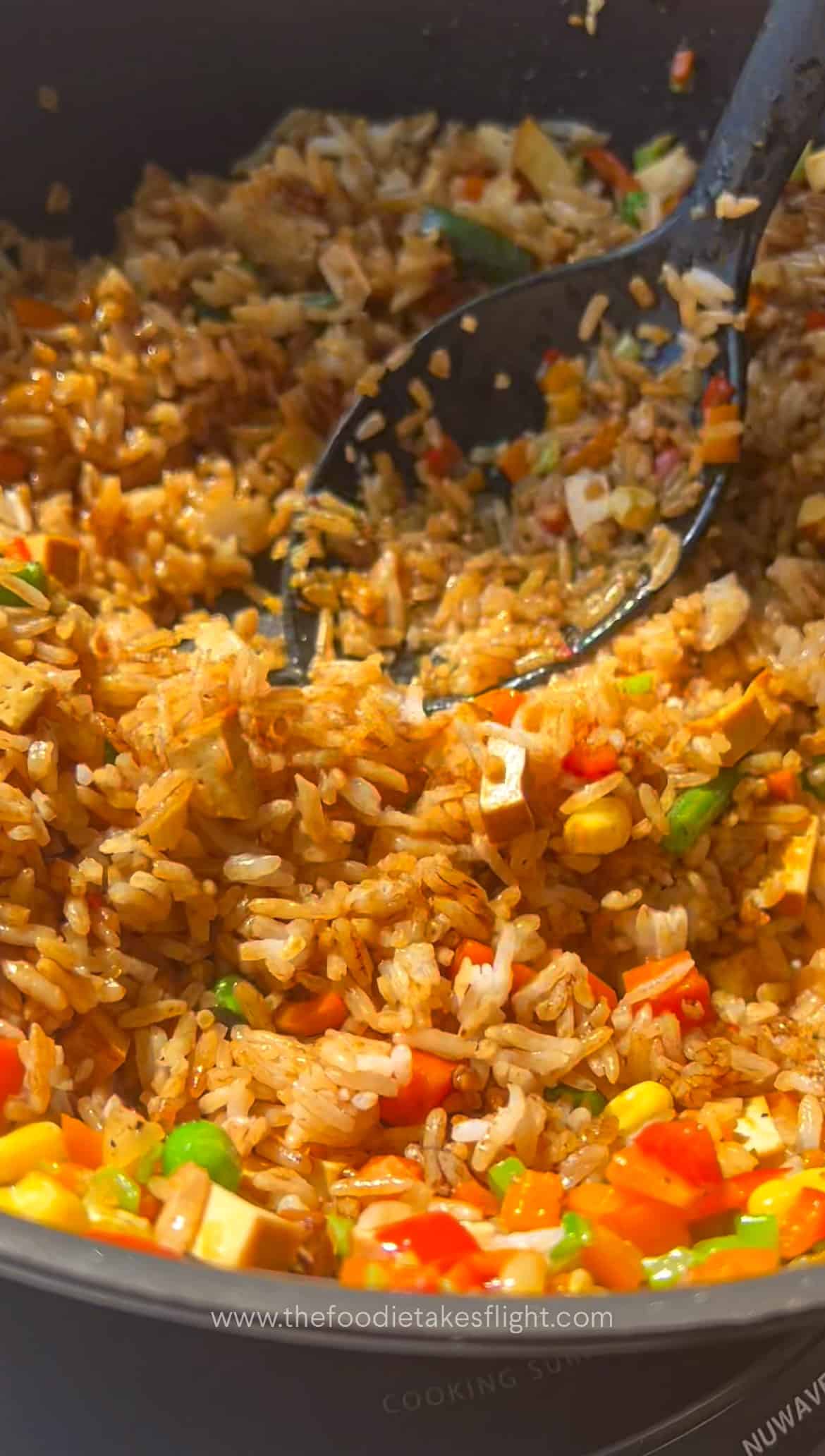seaweed fried rice in a wok