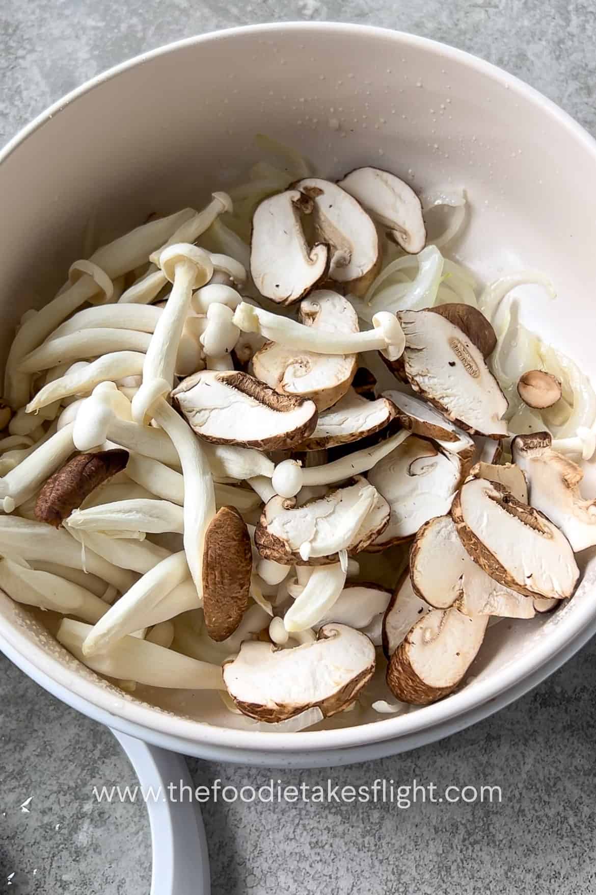 Sautéing onions and mushrooms