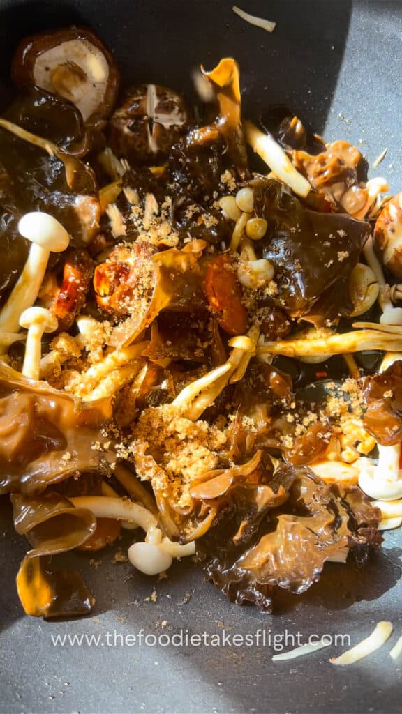 Seasoning the mushrooms