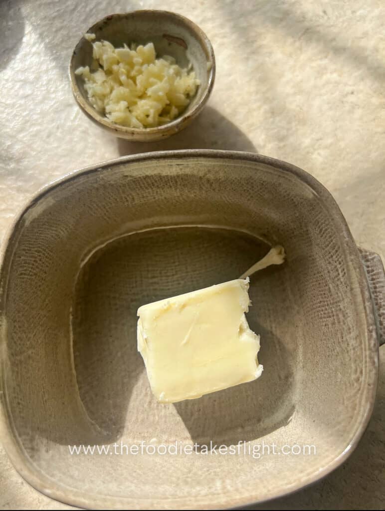 Vegan butter and minced garlic