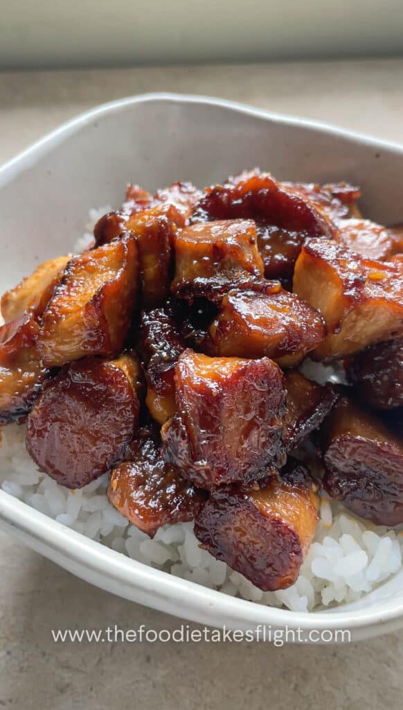Miso Garlic King Oyster Mushrooms over rice