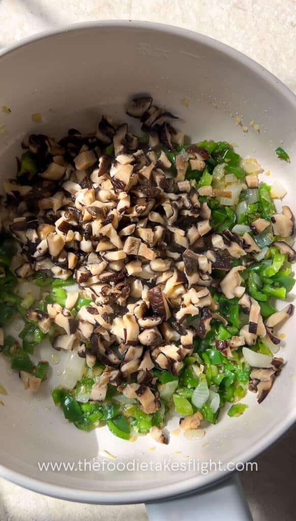 stir-frying mushrooms
