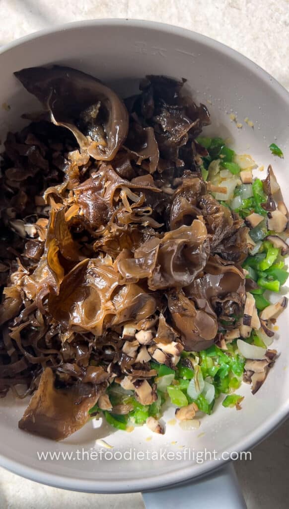 stir-frying mushrooms
