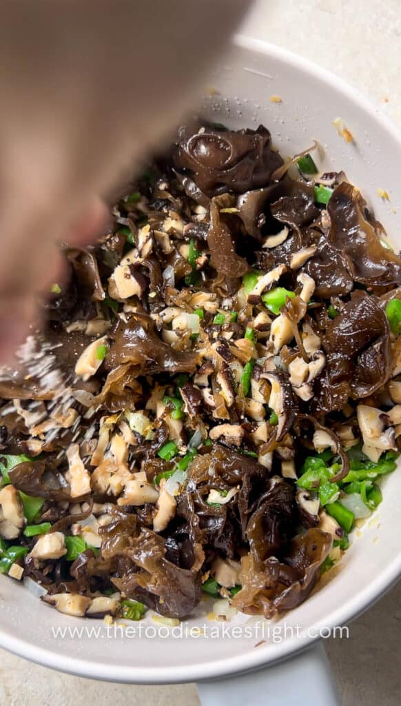 stir-frying mushrooms