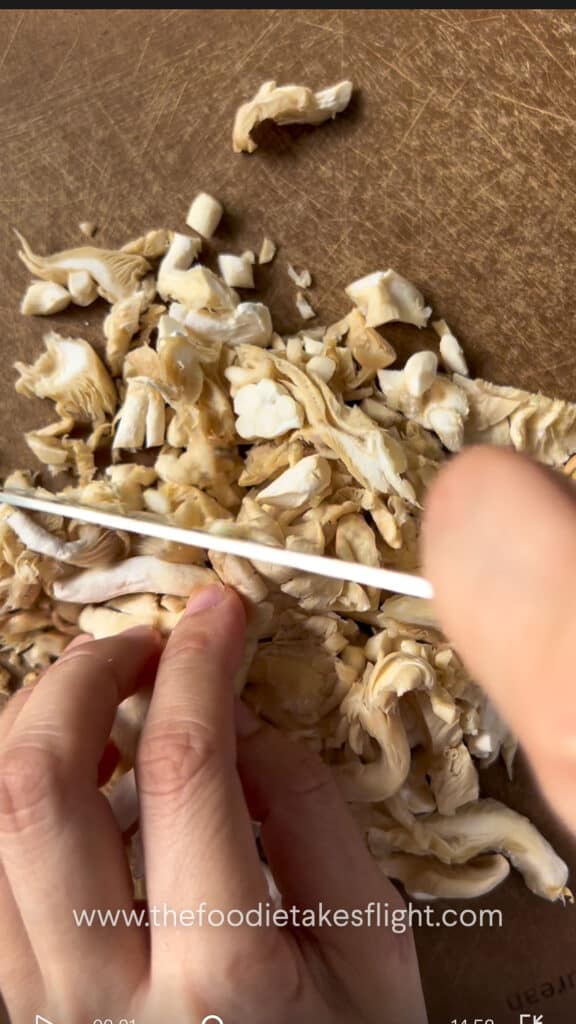 diced oyster mushrooms