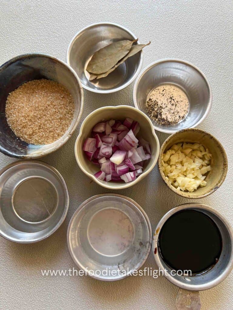 sauce and seasonings for minced tofu adobo or filipino giniling