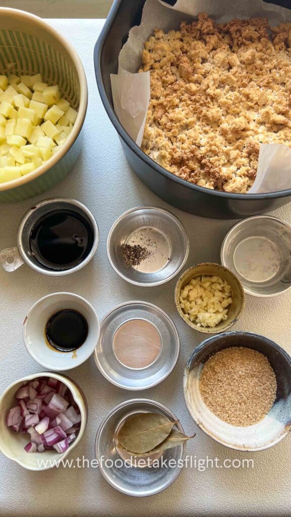 ingredients for minced tofu adobo or filipino giniling
