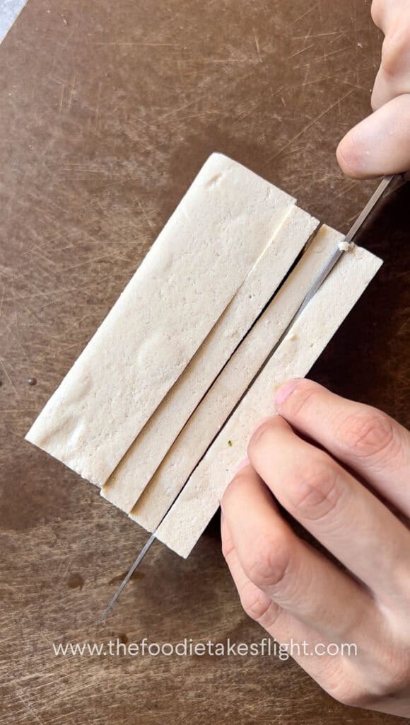 slicing extra firm tofu
