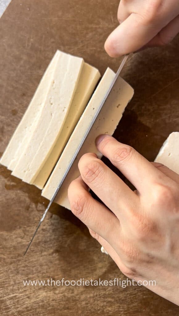 slicing extra firm tofu