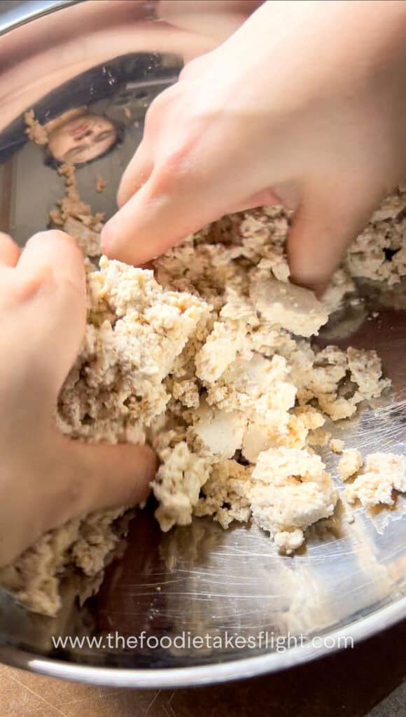 mashing extra firm tofu