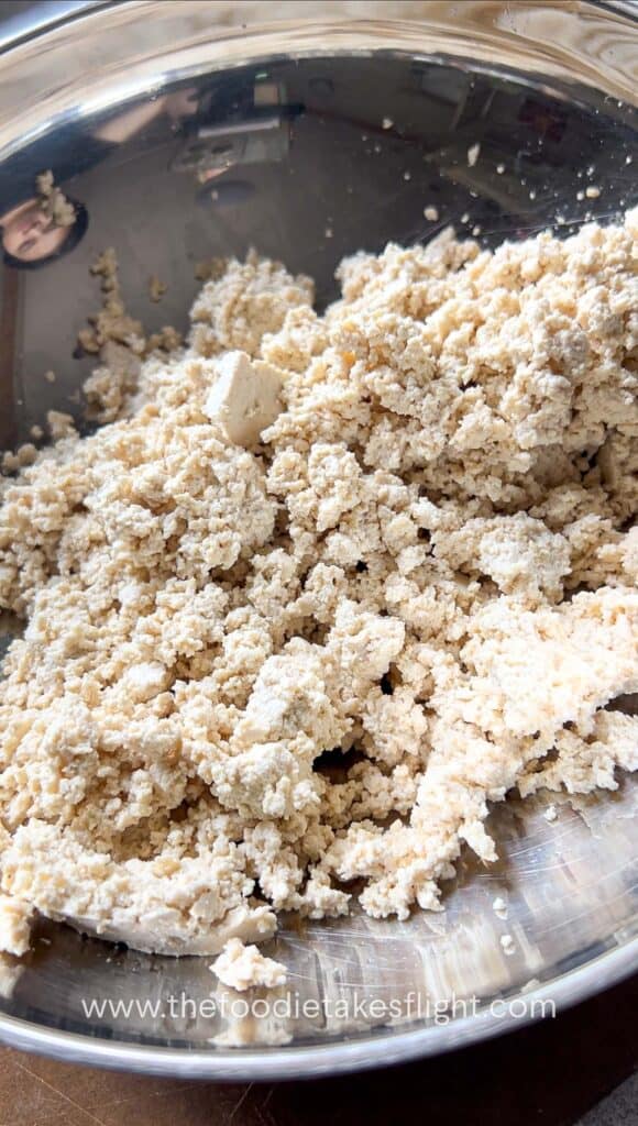mashing extra firm tofu