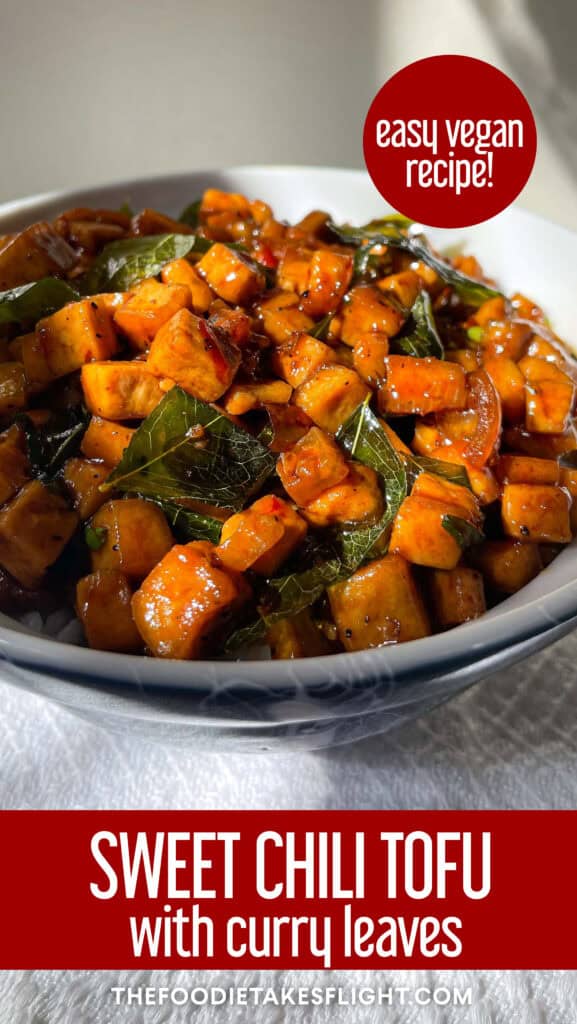 sweet chili tofu with curry leaves