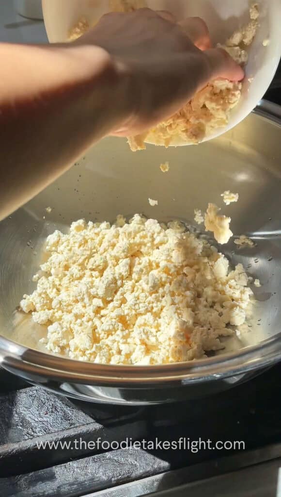sautéing the crumbled extra firm tofu
