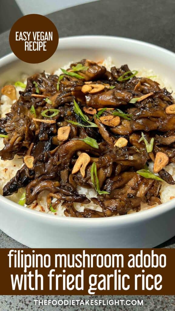 mushroom adobo with garlic rice