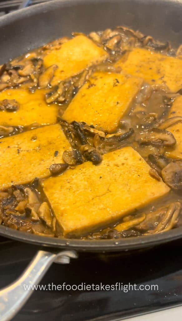 pan fried tofu with marsala mushroom sauce