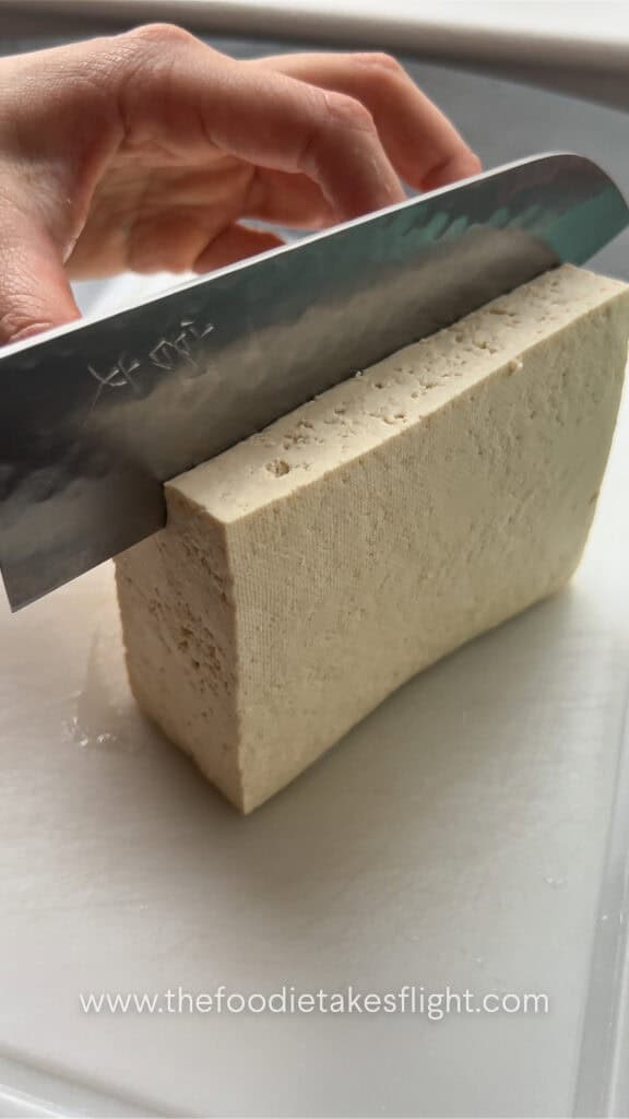 slicing extra firm tofu