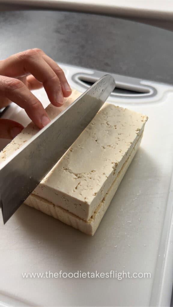slicing extra firm tofu