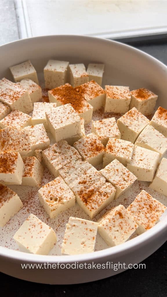 seasoned extra firm tofu cubes