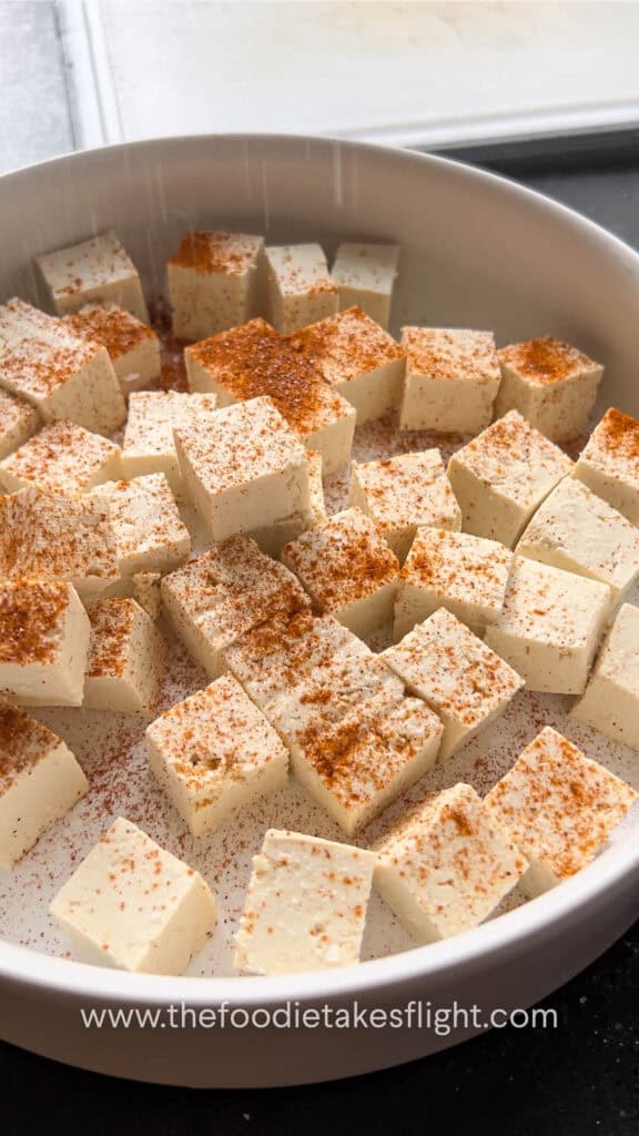 seasoned extra firm tofu cubes