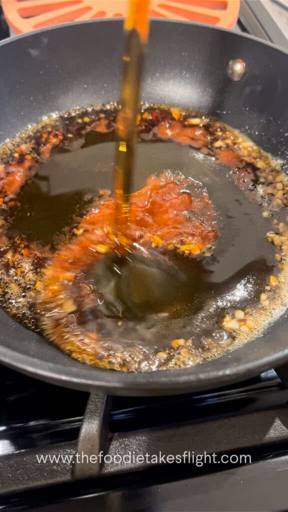 cooking down hot maple glaze