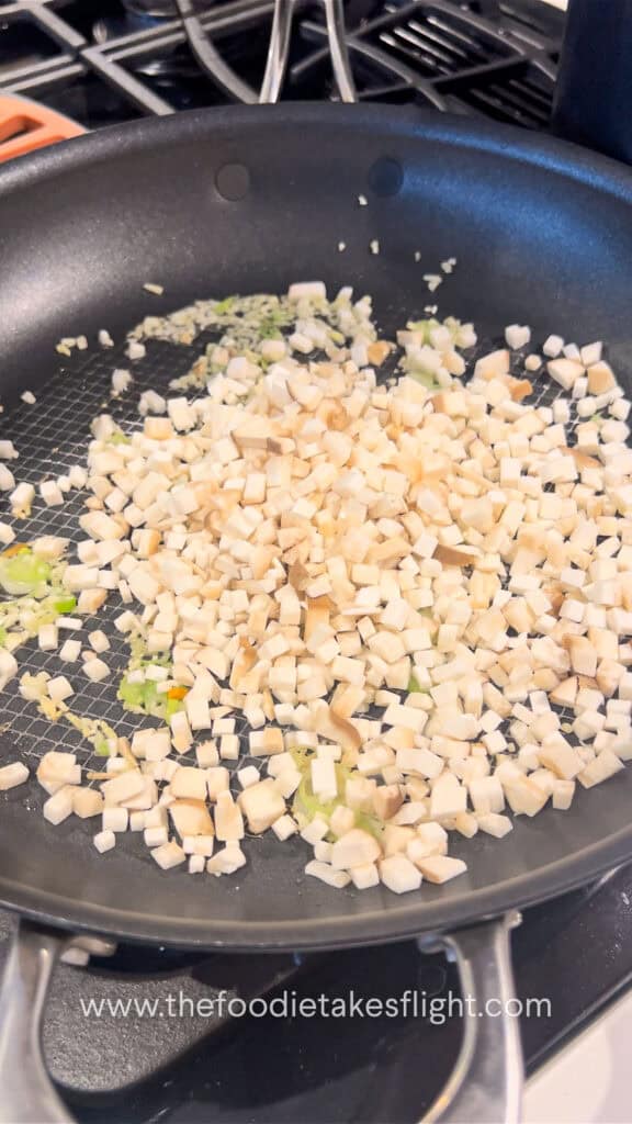 cooking the cabbage rolls filling
