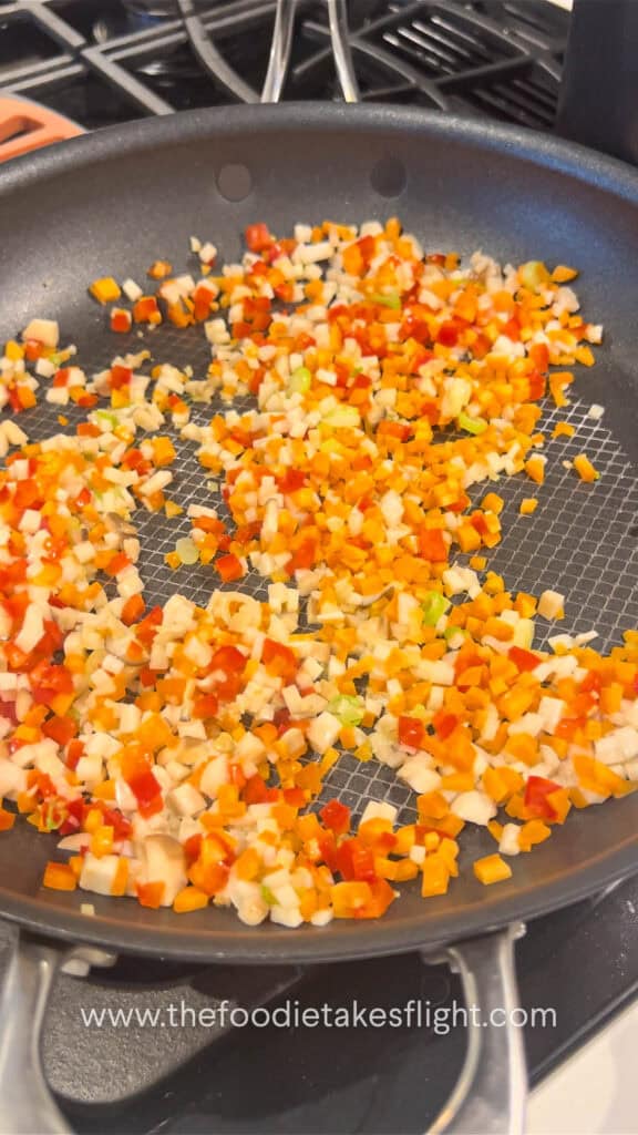 cooking the cabbage rolls filling