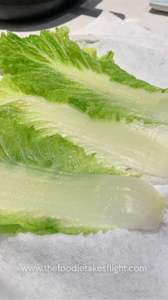 blanched and shocked Napa cabbage