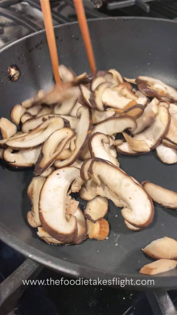 stir-frying shiitake mushrooms