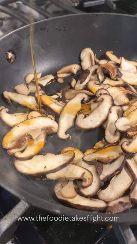 stir-frying shiitake mushrooms